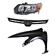 3-Piece Kit Driver Side Halogen Headlight, Without bulb(s), Includes (1) Fender, (1) Grille Assembly, and (1) Headlight