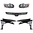 5-Piece Kit Driver and Passenger Side Halogen Headlight, Without bulb(s), OE Replacement, Coupe, Includes (2) Fender, (1) Grille Assembly and (2) Headlight