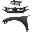 3-Piece Kit Driver Side Halogen Headlight, Includes (1) Fender, (1) Grille Assembly, and (1) Headlight