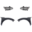 4-Piece Kit Driver and Passenger Side Halogen Headlight, With bulb(s), OE Replacement, Includes (2) Fender and (2) Headlight