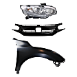3-Piece Kit Passenger Side Halogen Headlight, Includes (1) Fender, (1) Grille Assembly, and (1) Headlight