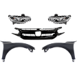 5-Piece Kit Driver and Passenger Side Halogen Headlight, With bulb(s), OE Replacement, Hatchback, Includes (2) Fender, (1) Grille Assembly and (2) Headlight