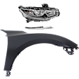 3-Piece Kit Passenger Side Halogen Headlight, Includes (1) Fender, (1) Grille Assembly, and (1) Headlight, CAPA Certified