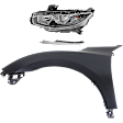 3-Piece Kit Driver Side Halogen Headlight, Includes (1) Fender, (1) Grille Assembly, and (1) Headlight, CAPA Certified