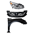 3-Piece Kit Passenger Side Halogen Headlight, Sedan, Includes (1) Fender, (1) Grille Assembly, and (1) Headlight