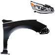 2-Piece Kit Passenger Side Halogen Headlight, With bulb(s), Sedan, OE Replacement, Includes (1) Fender and (1) Headlight