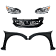 5-Piece Kit Driver and Passenger Side Halogen Headlight, With bulb(s), OE Replacement, Sedan, Includes (2) Fender, (1) Grille Assembly and (2) Headlight