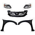 5-Piece Kit Driver and Passenger Side Halogen Headlight, With bulb(s), OE Replacement, Sedan, Includes (2) Fender, (1) Grille Assembly and (2) Headlight