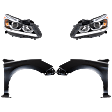 4-Piece Kit Driver and Passenger Side Halogen Headlight, With bulb(s), Sedan, OE Replacement, CAPA Certified, Includes (2) Fender and (2) Headlight