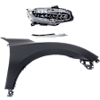 3-Piece Kit Passenger Side LED Headlight, Includes (1) Fender, (1) Grille Assembly, and (1) Headlight