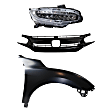 3-Piece Kit Passenger Side LED Headlight, Hatchback, Includes (1) Fender, (1) Grille Assembly, and (1) Headlight