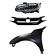 3-Piece Kit Driver Side LED Headlight, Hatchback, Includes (1) Fender, (1) Grille Assembly, and (1) Headlight