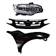 3-Piece Kit Passenger Side LED Headlight, Coupe, Includes (1) Fender, (1) Grille Assembly, and (1) Headlight