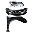 3-Piece Kit Passenger Side LED Headlight, Includes (1) Fender, (1) Grille Assembly, and (1) Headlight