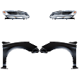 4-Piece Kit Driver and Passenger Side LED Headlight, With bulb(s), OE Replacement, Includes (2) Fender and (2) Headlight