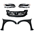 5-Piece Kit Driver and Passenger Side LED Headlight, With bulb(s), OE Replacement, Sedan, Includes (2) Fender, (1) Grille Assembly and (2) Headlight