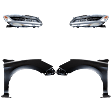 4-Piece Kit Driver and Passenger Side LED Headlight, With bulb(s), OE Replacement, CAPA Certified, Includes (2) Fender and (2) Headlight