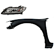 2-Piece Kit Driver Side Halogen Headlight, With bulb(s), Coupe, OE Replacement, Includes (1) Fender and (1) Headlight