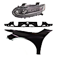 3-Piece Kit Driver Side Halogen Headlight, Includes (1) Fender, (1) Grille Assembly, and (1) Headlight