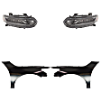 4-Piece Kit Driver and Passenger Side Halogen Headlight, With bulb(s), OE Replacement, Includes (2) Fender and (2) Headlight