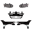 5-Piece Kit Driver and Passenger Side Halogen Headlight, With bulb(s), OE Replacement, Includes (2) Fender, (1) Grille Assembly and (2) Headlight