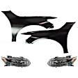 4-Piece Kit Driver and Passenger Side Halogen Headlight, With bulb(s), OE Replacement, CAPA Certified, Includes (2) Fender and (2) Headlight