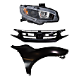 3-Piece Kit Passenger Side Halogen Headlight, Includes (1) Fender, (1) Grille Assembly, and (1) Headlight