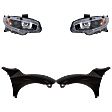 4-Piece Kit Driver and Passenger Side Halogen Headlight, With bulb(s), OE Replacement, Includes (2) Fender and (2) Headlight