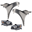 4-Piece Kit, Front, Driver and Passenger Side Fender, CAPA Certified, Includes (2) Fender and (2) Headlight