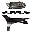 3-Piece Kit Passenger Side LED Headlight, Includes (1) Fender, (1) Grille Assembly, and (1) Headlight