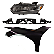 3-Piece Kit Driver Side LED Headlight, Includes (1) Fender, (1) Grille Assembly, and (1) Headlight
