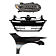 3-Piece Kit Passenger Side LED Headlight, Includes (1) Fender, (1) Grille Assembly, and (1) Headlight