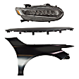 3-Piece Kit Passenger Side LED Headlight, Includes (1) Fender, (1) Grille Assembly, and (1) Headlight
