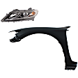 2-Piece Kit Driver Side Halogen Headlight, With bulb(s), Coupe, OE Replacement, Includes (1) Fender and (1) Headlight