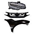 3-Piece Kit Passenger Side LED Headlight, Includes (1) Fender, (1) Grille Assembly, and (1) Headlight