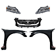 5-Piece Kit Driver and Passenger Side LED Headlight, With bulb(s), OE Replacement, Coupe, Includes (2) Fender, (1) Grille Assembly and (2) Headlight