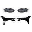 4-Piece Kit Front, Driver and Passenger Side Fender, CAPA Certified, Includes (2) Fender and (2) Headlight