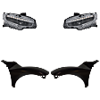 4-Piece Kit Driver and Passenger Side LED Headlight, With bulb(s), OE Replacement, Includes (2) Fender and (2) Headlight