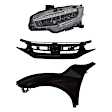 3-Piece Kit Driver Side LED Headlight, Includes (1) Fender, (1) Grille Assembly, and (1) Headlight
