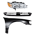 3-Piece Kit Passenger Side Halogen Headlight, Includes (1) Fender, (1) Grille Assembly, and (1) Headlight