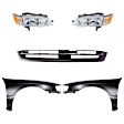 1994 Honda Accord - 5-Piece Kit Driver and Passenger Side Halogen Headlight, With bulb(s), OE Replacement,  Includes (2) Fender, (1) Grille Assembly, and (2) Headlight