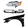 3-Piece Kit Driver Side Halogen Headlight, Includes (1) Fender, (1) Grille Assembly, and (1) Headlight