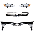 5-Piece Kit Driver and Passenger Side Halogen Headlight, With bulb(s), OE Replacement, Includes (2) Fender, (1) Grille Assembly and (2) Headlight