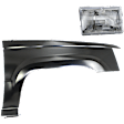 2-Piece Kit, Front, Passenger Side Fender, Includes (1) Fender and (1) Headlight