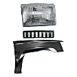 3-Piece Kit, Front, Passenger Side Fender, Includes (1) Fender, (1) Grille, and (1) Headlight
