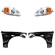 4-Piece Kit Driver and Passenger Side Halogen Headlight, Without bulb(s), OE Replacement, Includes (2) Fender and (2) Headlight
