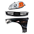 3-Piece Kit Driver Side Halogen Headlight, Without bulb(s), Includes (1) Fender, (1) Grille Assembly, and (1) Headlight