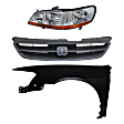 1999 Honda Accord - 3-Piece Kit Driver Side Halogen Headlight, Without bulb(s), OE Replacement, Coupe,  Includes (1) Fender, (1) Grille Assembly, and (1) Headlight