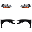 4-Piece Kit Driver and Passenger Side Halogen Headlight, Without bulb(s), OE Replacement, Includes (2) Fender and (2) Headlight