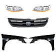 1998 Honda Accord - 5-Piece Kit Driver and Passenger Side Halogen Headlight, Without bulb(s), 2-Door, OE Replacement, Coupe,  Includes (2) Fender, (1) Grille Assembly, and (2) Headlight